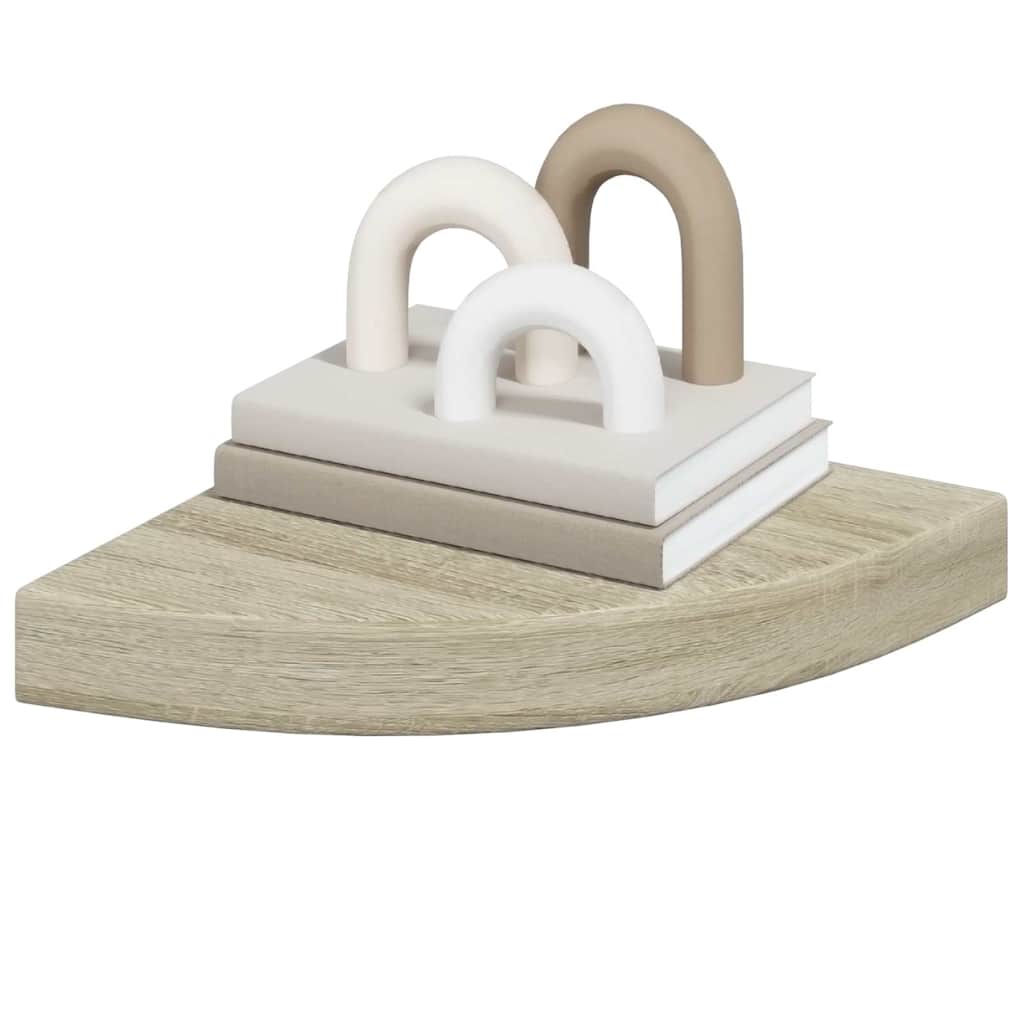 vidaXL Corner Shelf | Set of 4 | Oak | Honeycomb MDF | 25 cm | Corner Shelf 4