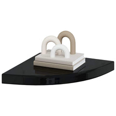 vidaXL Corner Shelf | Set of 2 | High Gloss Black | Honeycomb MDF, Metal 4