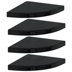vidaXL Corner Shelf | Set of 4 | High gloss black | Honeycomb MDF, metal 2