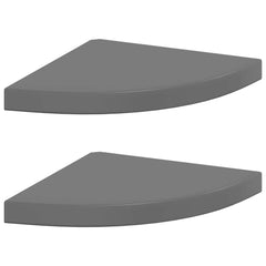 Floating Corner Shelves 35x35x3,8 cm MDF Width 35 cm 2 High gloss grey