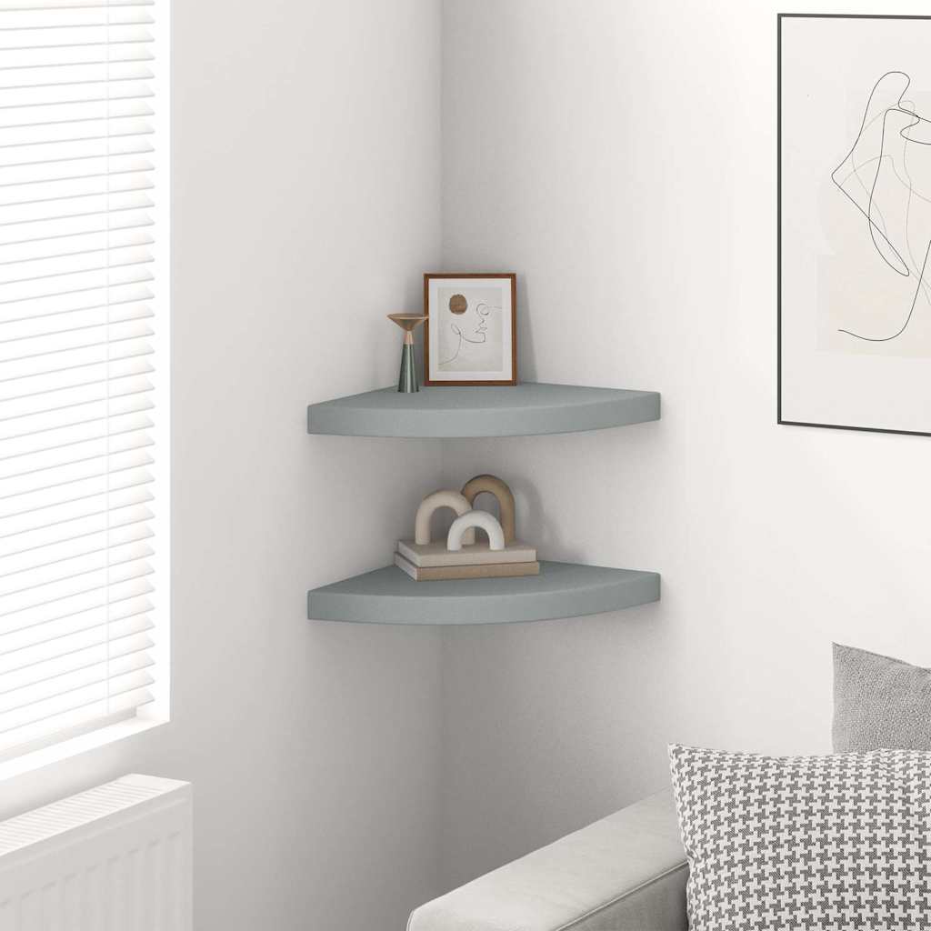 vidaXL Corner Shelf | Set of 2 | Grey | Honeycomb MDF, metal | Small 3