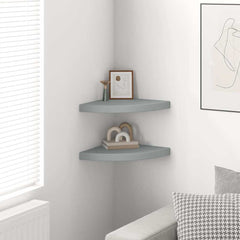 vidaXL Corner Shelf | Set of 2 | Grey | Honeycomb MDF, metal | Small 3