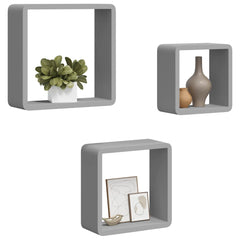 vidaXL Wall Cube Shelf | Set of 3 | Grey | MDF | Small | Appealing Design 4