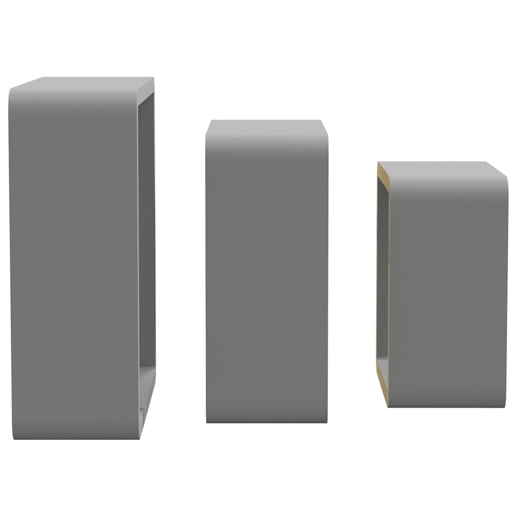 vidaXL Wall Cube Shelf | Set of 3 | Grey | MDF | Small | Appealing Design 6