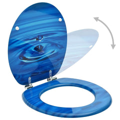 vidaXL WC Toilet Seats with Lid 2 pcs MDF Blue Water Drop Design 2