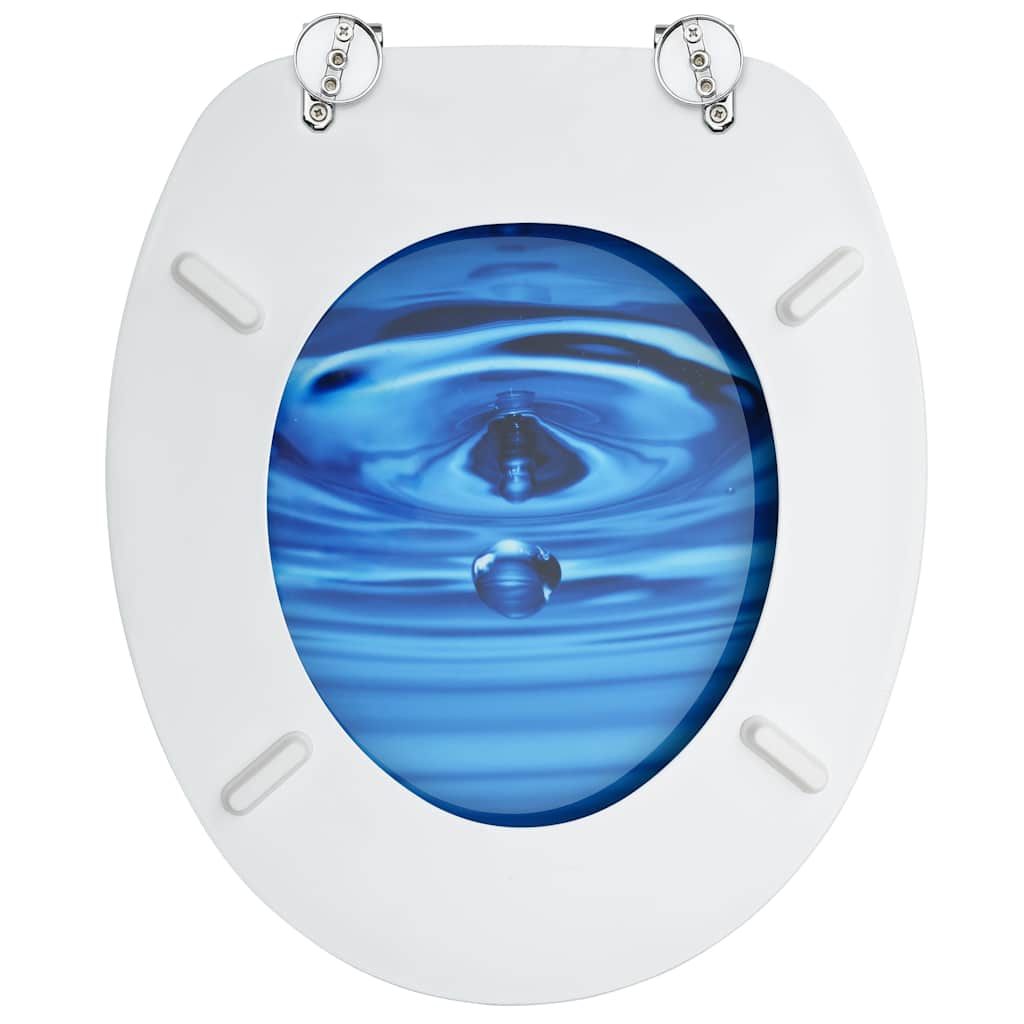 vidaXL WC Toilet Seats with Lid 2 pcs MDF Blue Water Drop Design 6