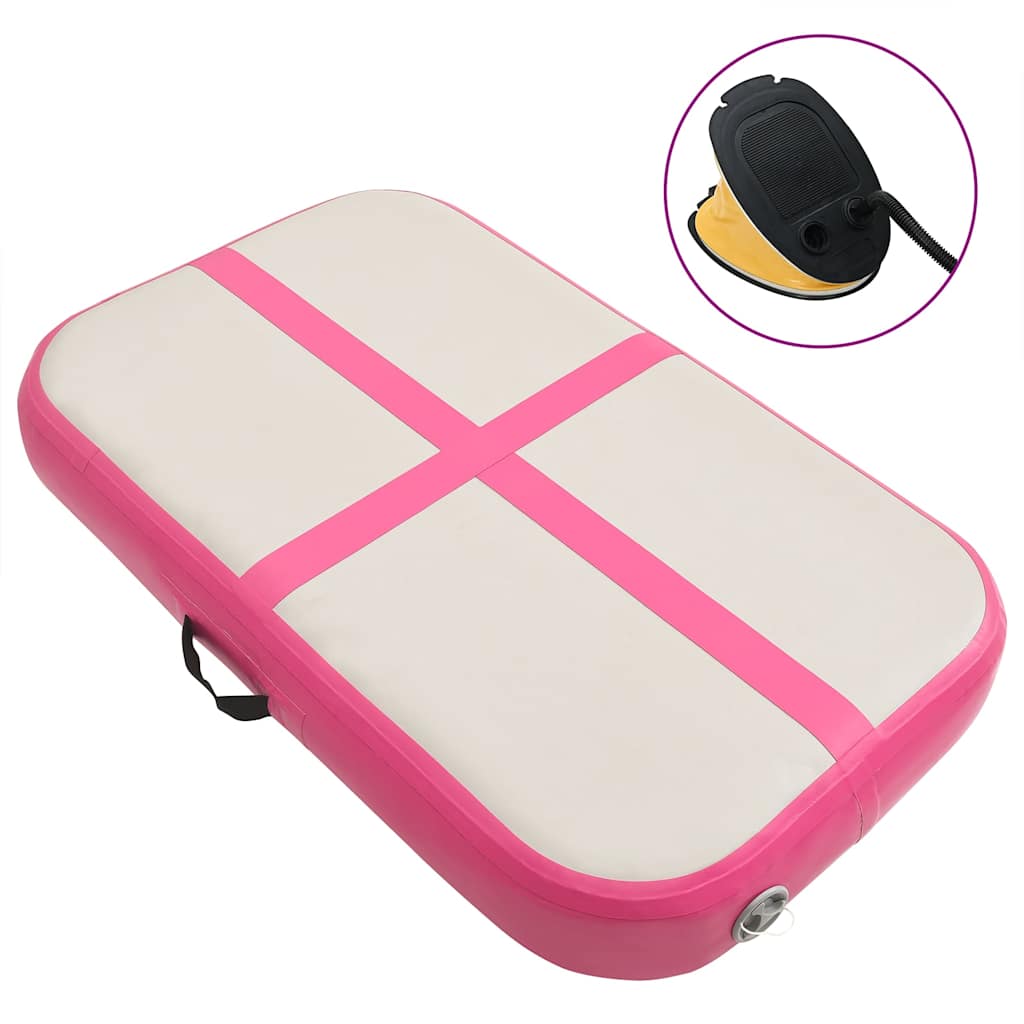 Inflatable Gymnastics Mat with Pump PVC Depth 100 cm Height 10 cm Pink 60 cm