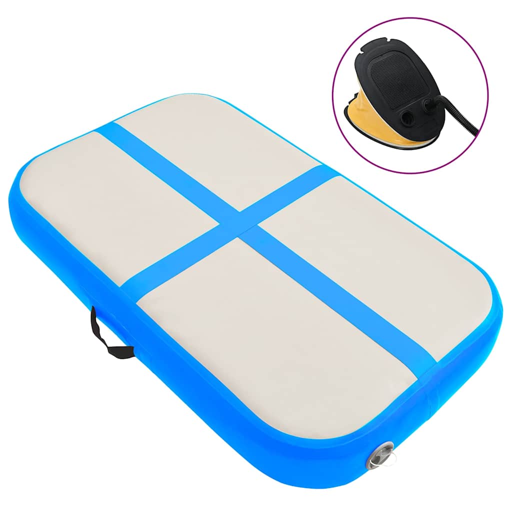 Inflatable Gymnastics Mat with Pump PVC Depth 100 cm Height 10 cm Blue 60 cm