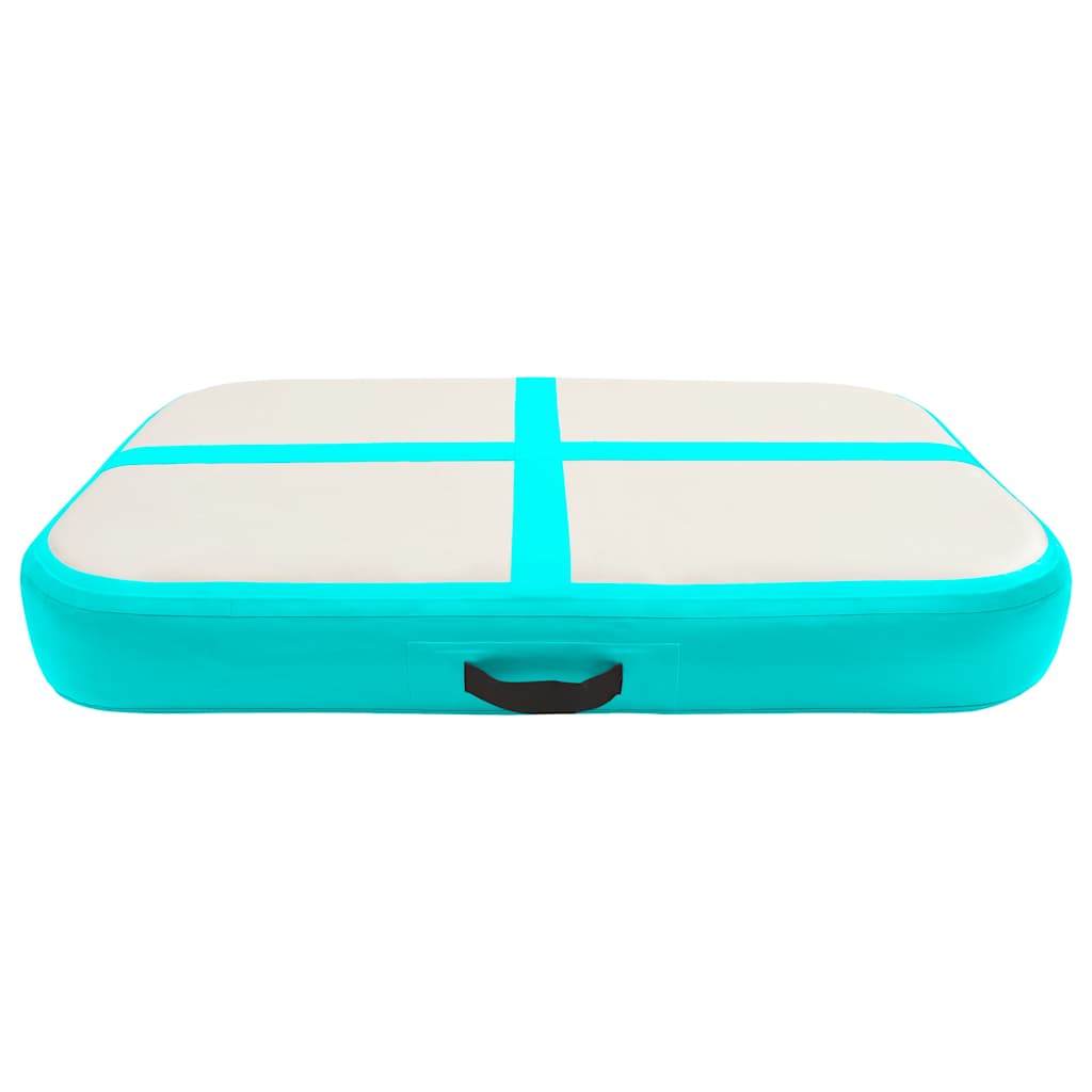 Inflatable Gymnastics Mat with Pump PVC Depth 100 cm Height 15 cm Green 60 cm