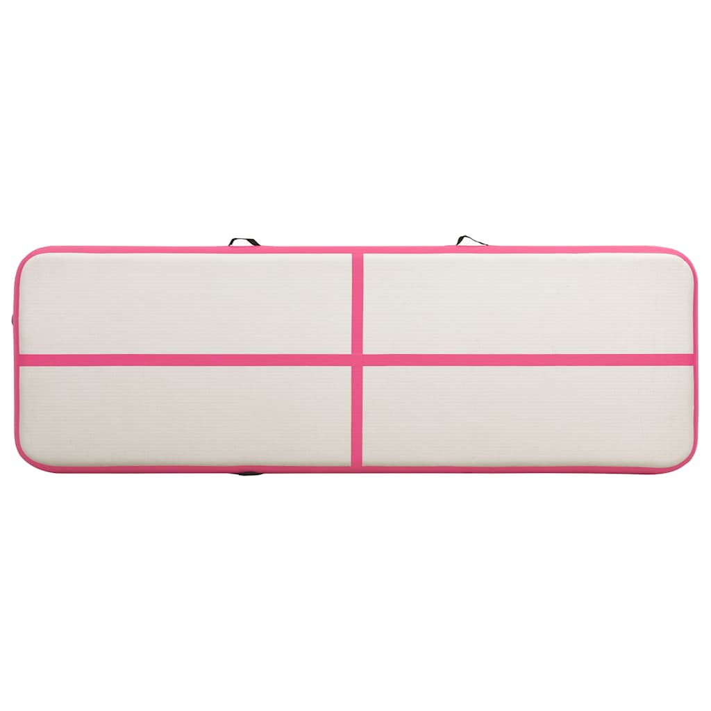 Inflatable Gymnastics Mat with Pump PVC Depth 100 cm Height 15 cm Pink 400 cm