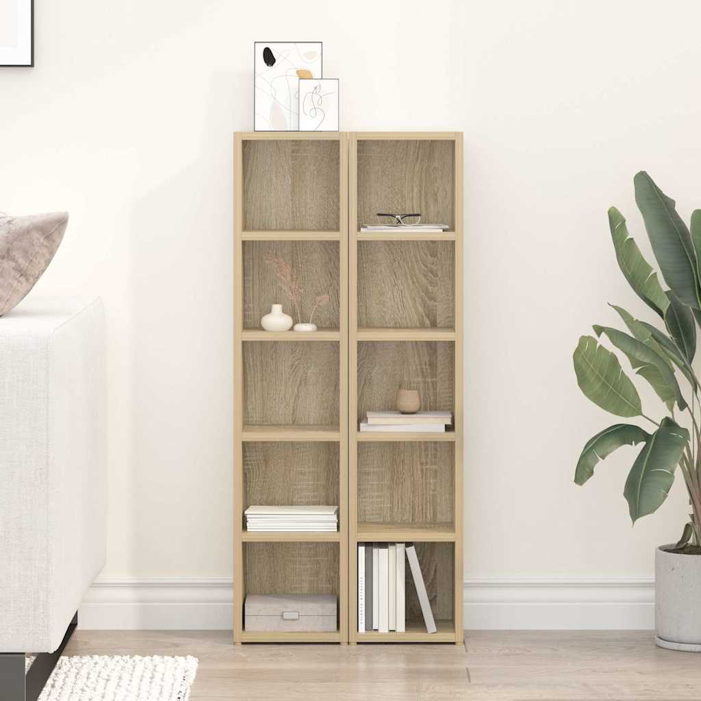 vidaXL CD Cabinet | Set of 2 | Sonoma oak | Engineered wood | Tall | CD Cabinet 1
