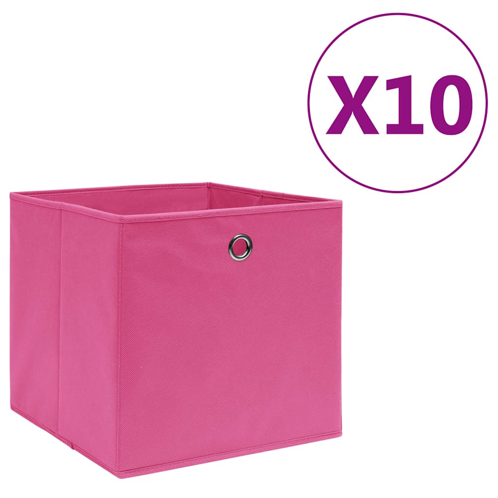 vidaXL Storage Box | Set of 10 | Pink | Non-woven fabric | 28x28x28 cm 1