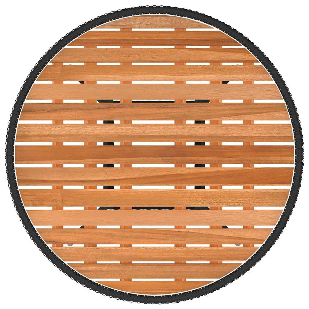 vidaXL Garden Dining Table Black Ø 70 cm Poly Rattan and Solid Acacia Wood 3