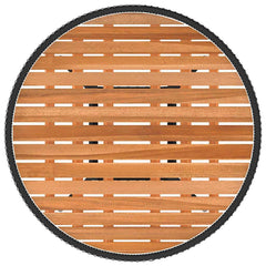 vidaXL Garden Dining Table Black Ø 70 cm Poly Rattan and Solid Acacia Wood 3