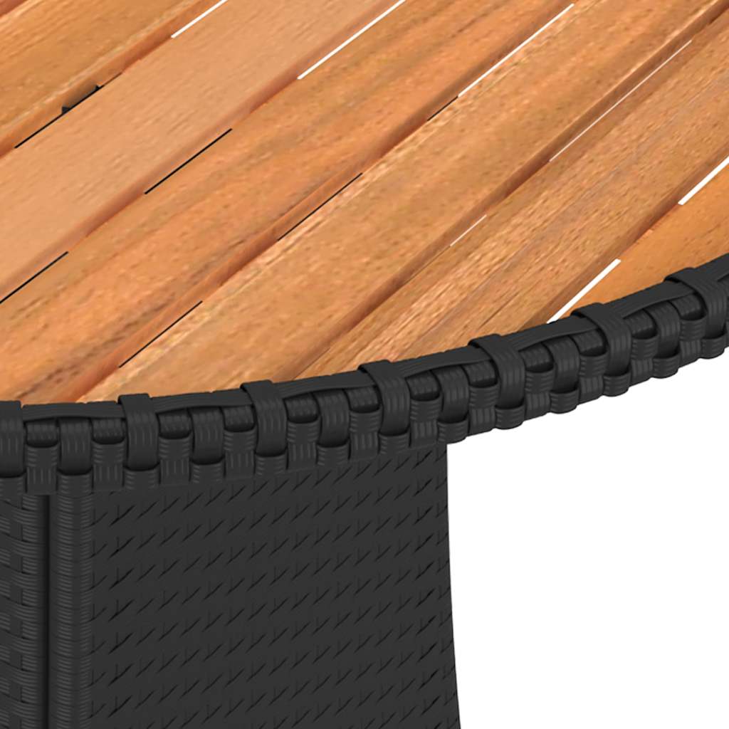 vidaXL Garden Dining Table Black Ø 70 cm Poly Rattan and Solid Acacia Wood 4