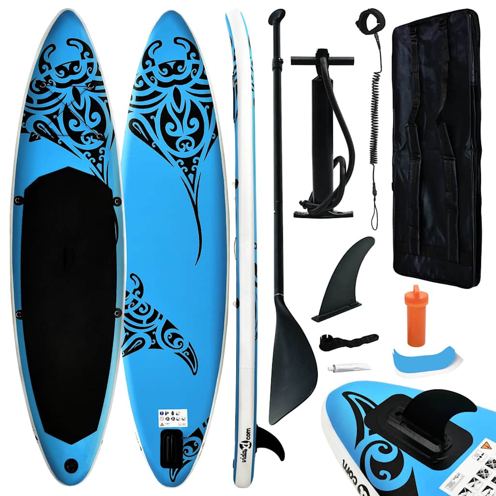 92737 vidaXL Inflatable Stand Up Paddleboard Set 305x76x15 cm Blue 1