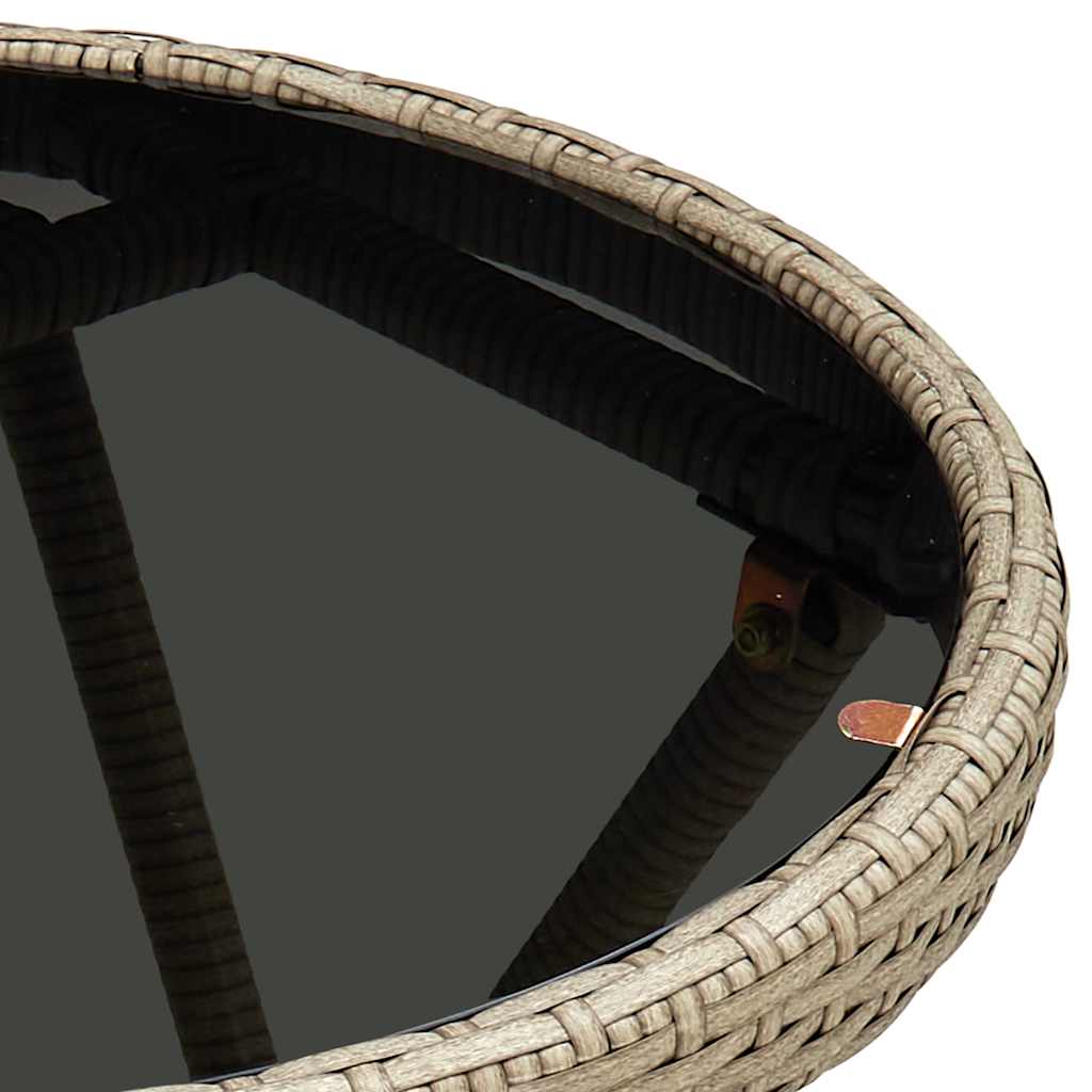 vidaXL Tea Table | Beige | PE rattan, powder-coated steel, tempered glass 5
