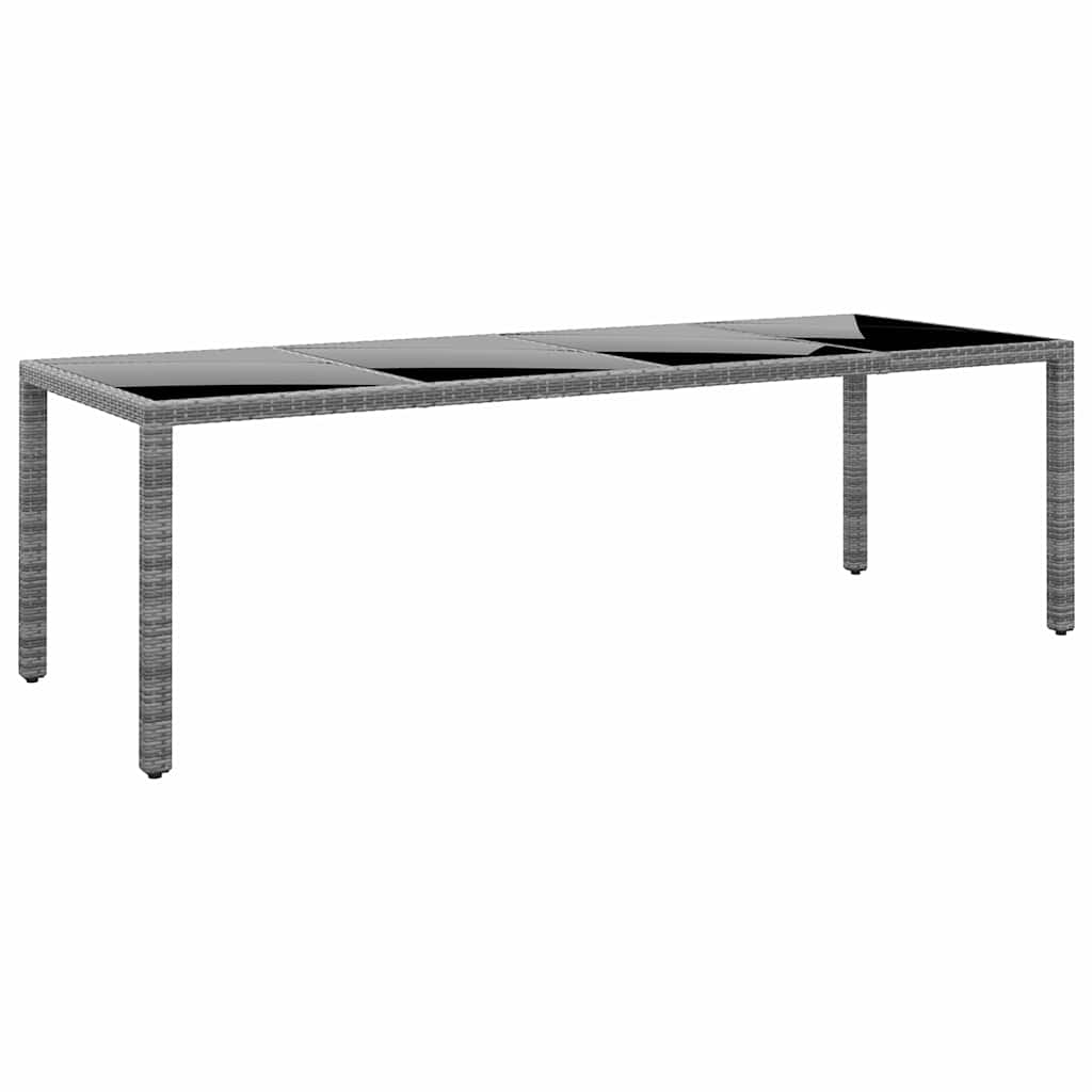 Garden Table with Glass Top Poly Rattan Grey