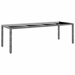Garden Table with Glass Top Poly Rattan Grey