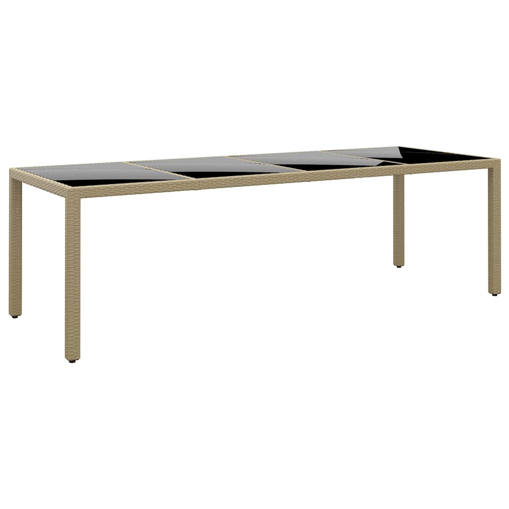 Garden Table with Glass Top Poly Rattan Beige