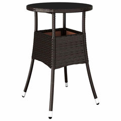 vidaXL Garden Table | Brown | Poly rattan, powder-coated steel, tempered glass 2