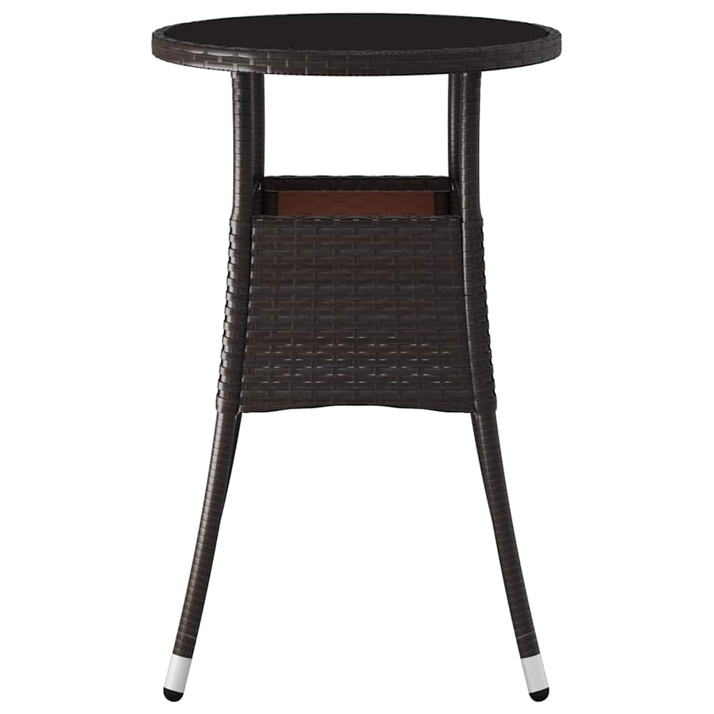 vidaXL Garden Table | Brown | Poly rattan, powder-coated steel, tempered glass 3