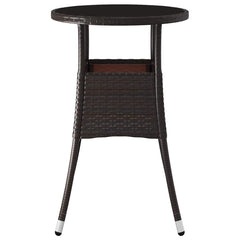 vidaXL Garden Table | Brown | Poly rattan, powder-coated steel, tempered glass 3