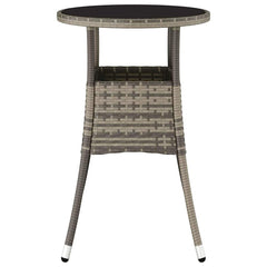 vidaXL Garden Table Ø60x75 cm Tempered Glass and Poly Rattan Grey 3