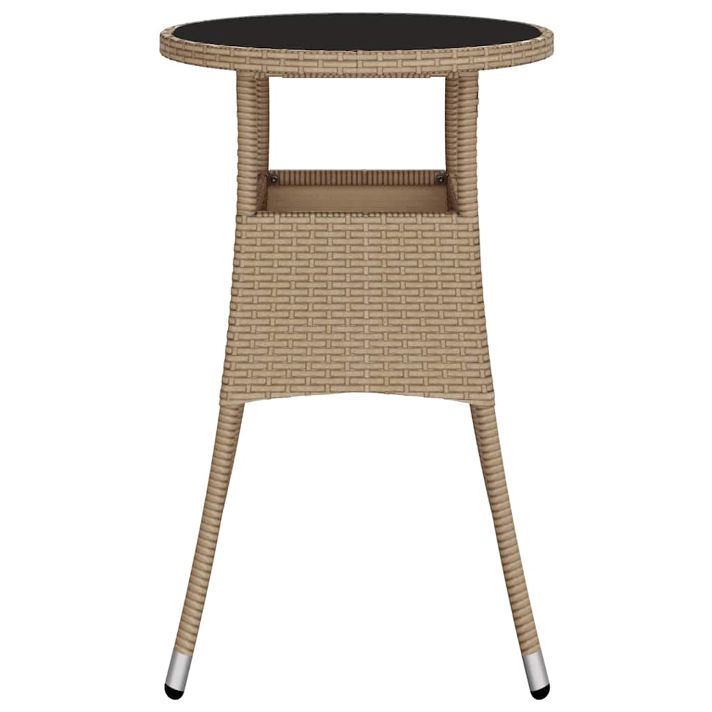 vidaXL Garden Table | Beige | Poly rattan, powder-coated steel, tempered glass 4