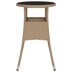 vidaXL Garden Table | Beige | Poly rattan, powder-coated steel, tempered glass 4