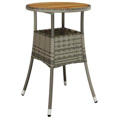 vidaXL Garden Table | Grey | Poly rattan, powder-coated steel, solid acacia wood 2