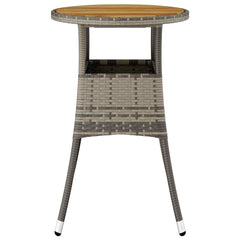 vidaXL Garden Table | Grey | Poly rattan, powder-coated steel, solid acacia wood 3