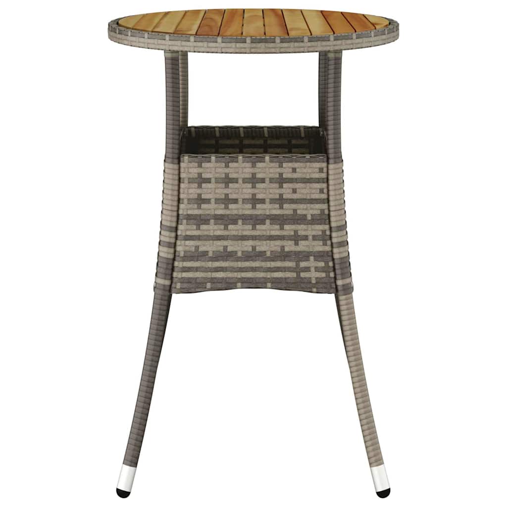 vidaXL Garden Table | Grey | Poly rattan, powder-coated steel, solid acacia wood 4