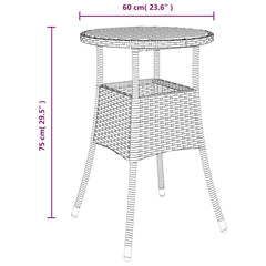 vidaXL Garden Table | Grey | Poly rattan, powder-coated steel, solid acacia wood 6