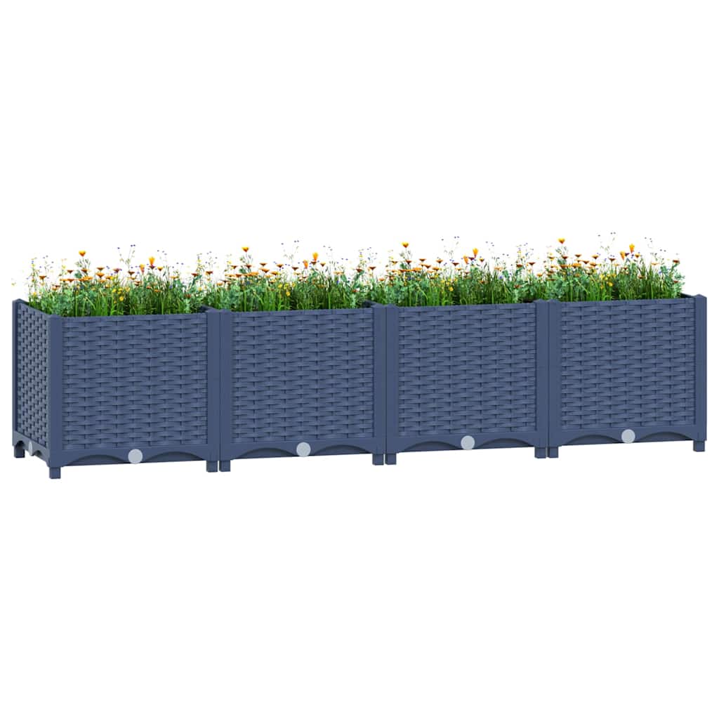 Raised Bed Polypropylene without wheels Blue grey 160 x 40 x 38 cm