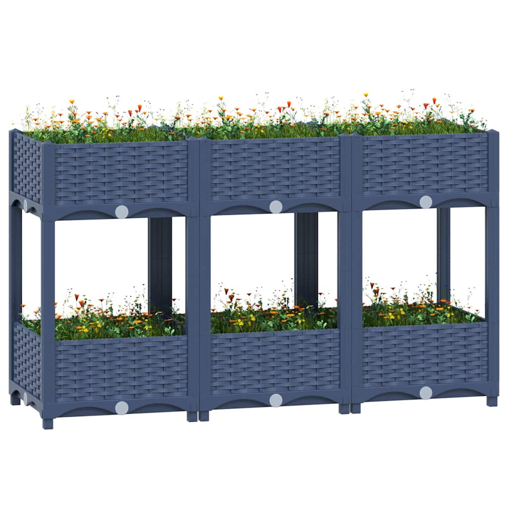 vidaXL Raised Bed Polypropylene without Wheels Blue Grey