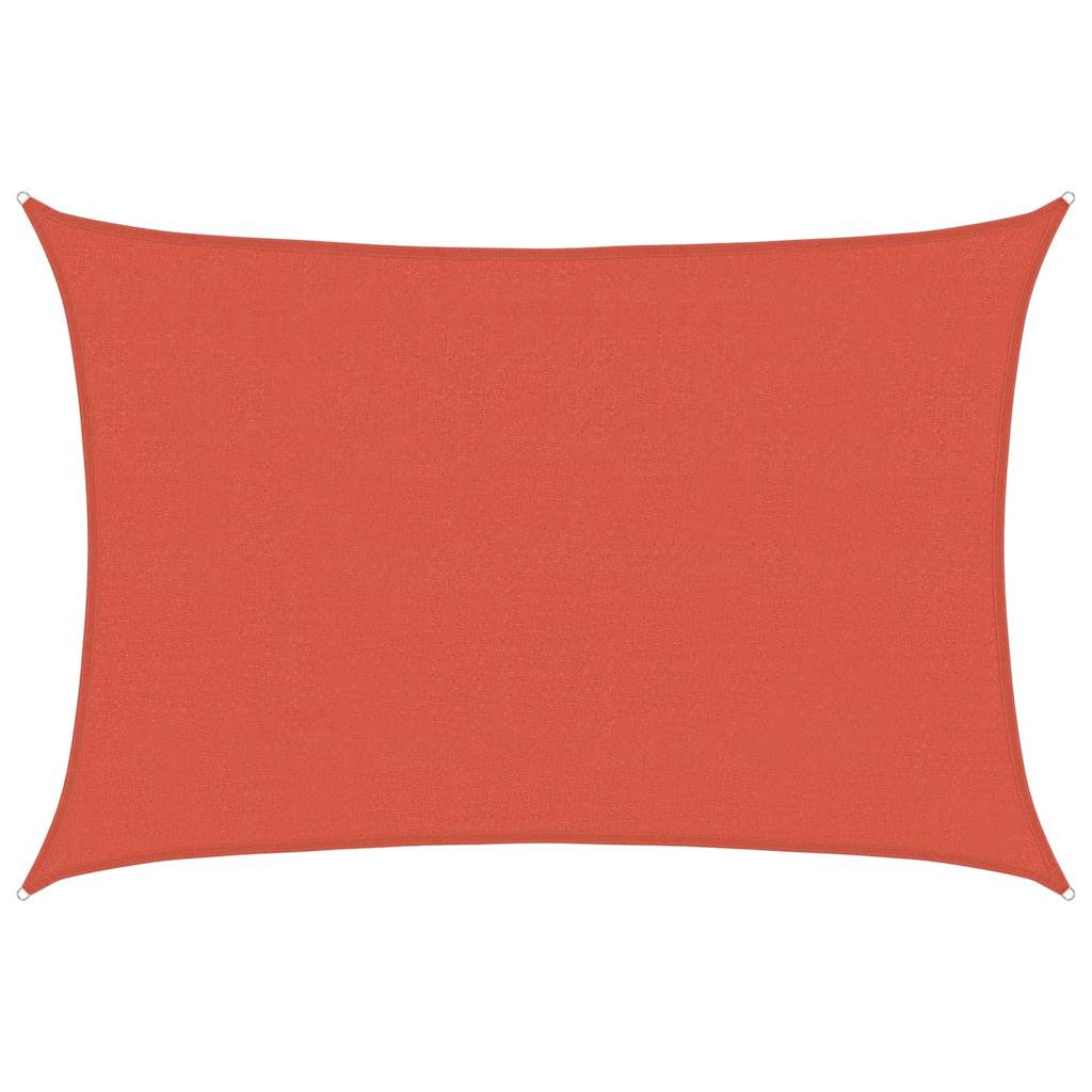 Terracotta rectangular sunshade sail laid flat, showing its texture
