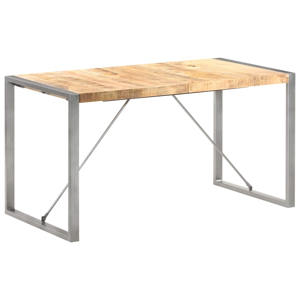 Dining Table Solid Rough Mango Wood Grey