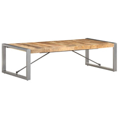 Coffee Table Rough Mango Wood Grey 140 cm 70 cm