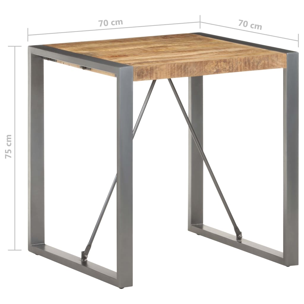 vidaXL Dining Table 70x70x75 cm Solid Rough Mango Wood 5