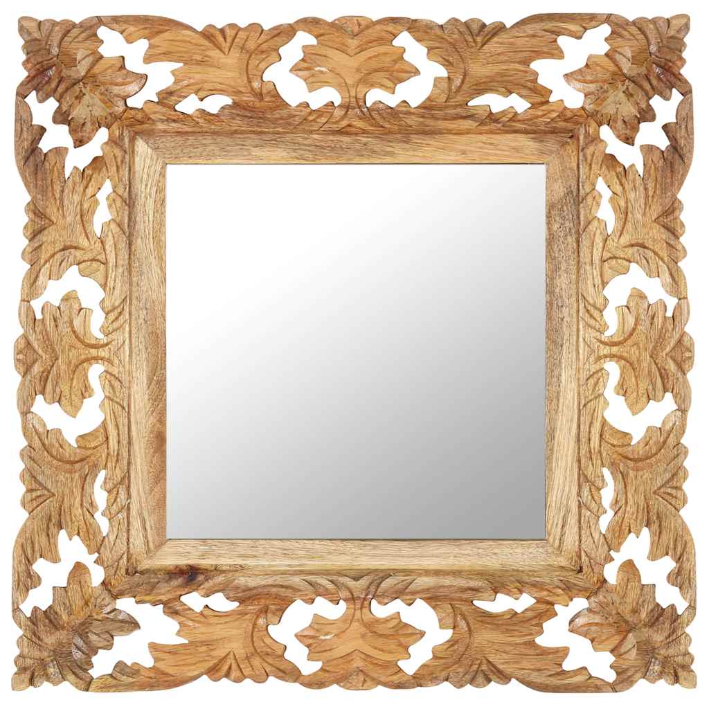 Hand Carved Mirror 80x50 cm Solid Mango Wood Brown 50 x 50 cm