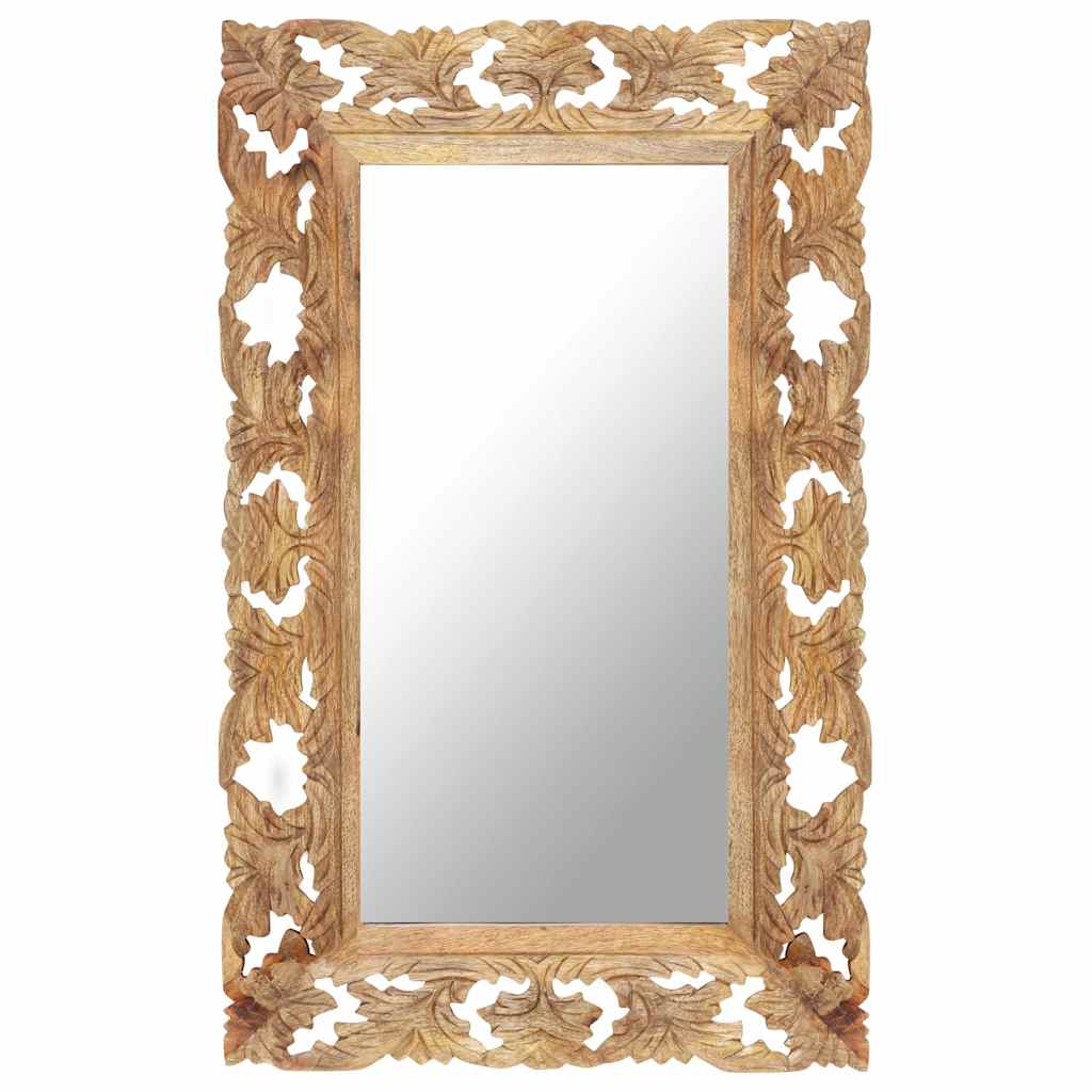 Hand Carved Mirror 80x50 cm Solid Mango Wood Brown 50 x 80 cm