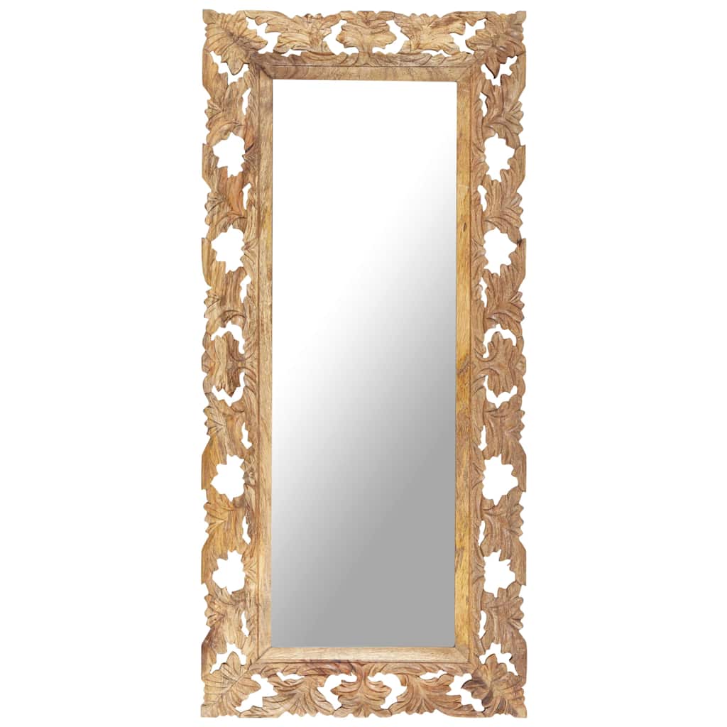 Hand Carved Mirror 80x50 cm Solid Mango Wood Brown 50 x 110 cm