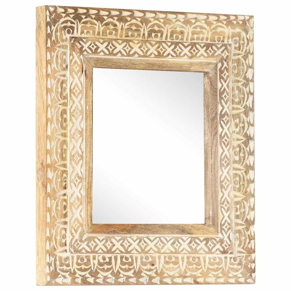 Hand-Carved Mirror 50x50x2,6 cm Solid Mango Wood 50 x 50 x 2.6 cm