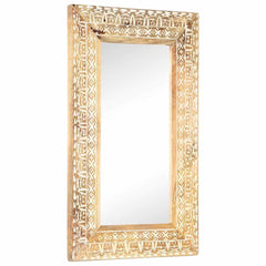 Hand-Carved Mirror 50x50x2,6 cm Solid Mango Wood 80 x 50 x 2.6 cm
