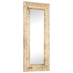 Hand-Carved Mirror 50x50x2,6 cm Solid Mango Wood 110 x 50 x 2.6 cm