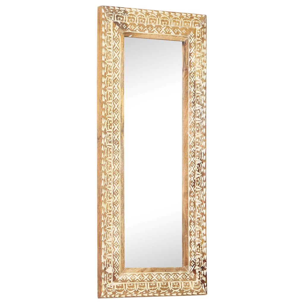 Hand-Carved Mirror 50x50x2,6 cm Solid Mango Wood 110 x 50 x 2.6 cm