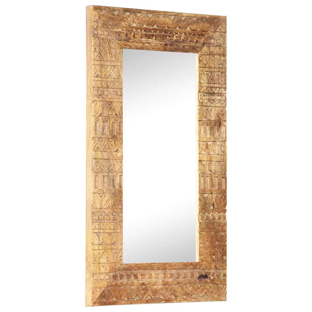Hand-Carved Mirror 50x50x2,5 cm Solid Mango Wood 80 x 50 x 2.5 cm