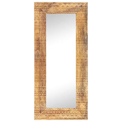 Hand-Carved Mirror 50x50x2,5 cm Solid Mango Wood 110 x 50 x 2.5 cm
