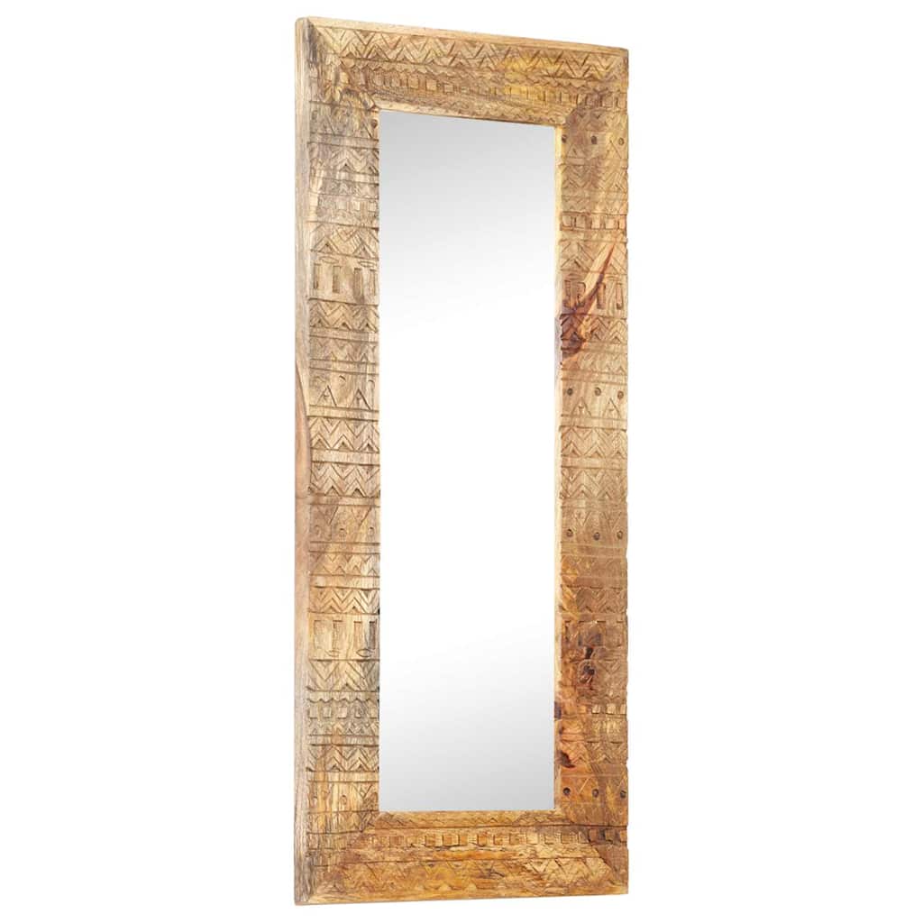 Hand-Carved Mirror 50x50x2,5 cm Solid Mango Wood 110 x 50 x 2.5 cm